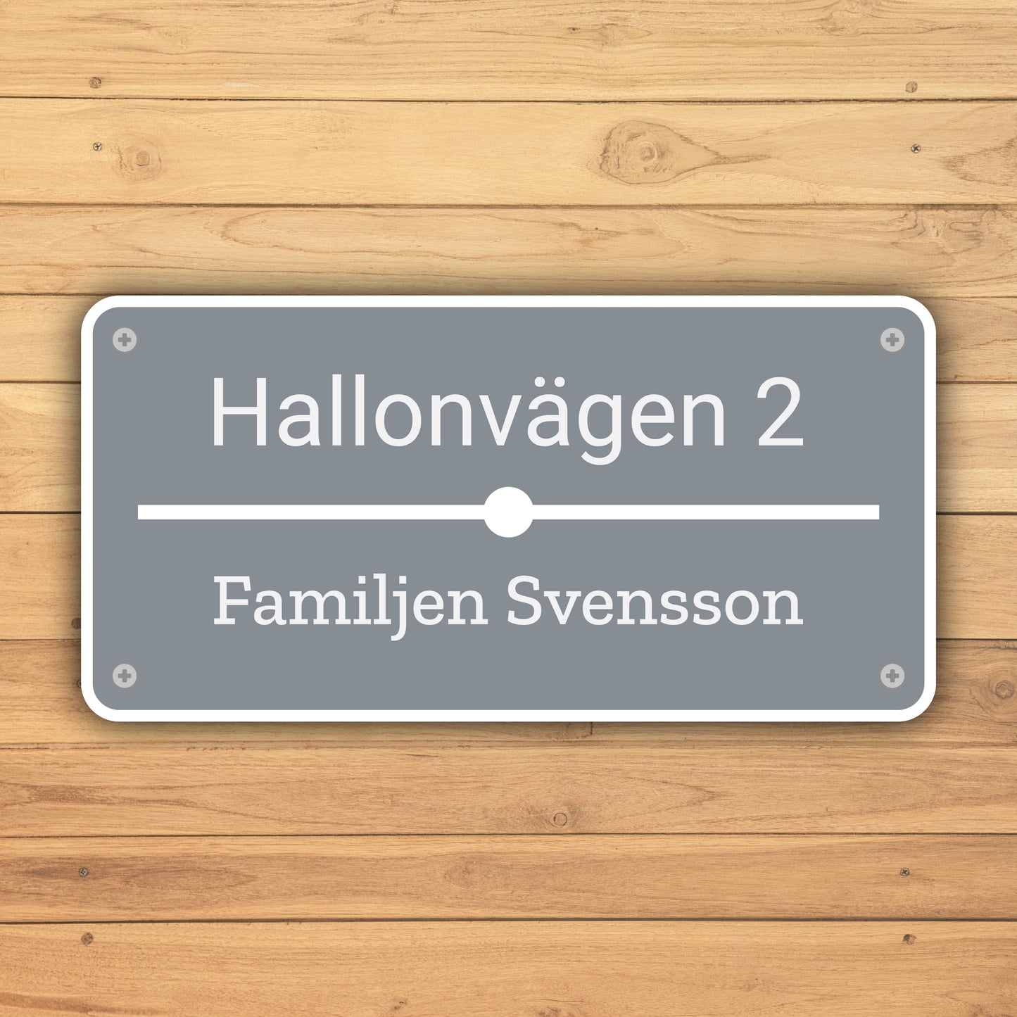 Adressera adresskylt | Tejp & skruv | Designa egen | Återvunnen plast | 75x38 mm - 188x94 mm