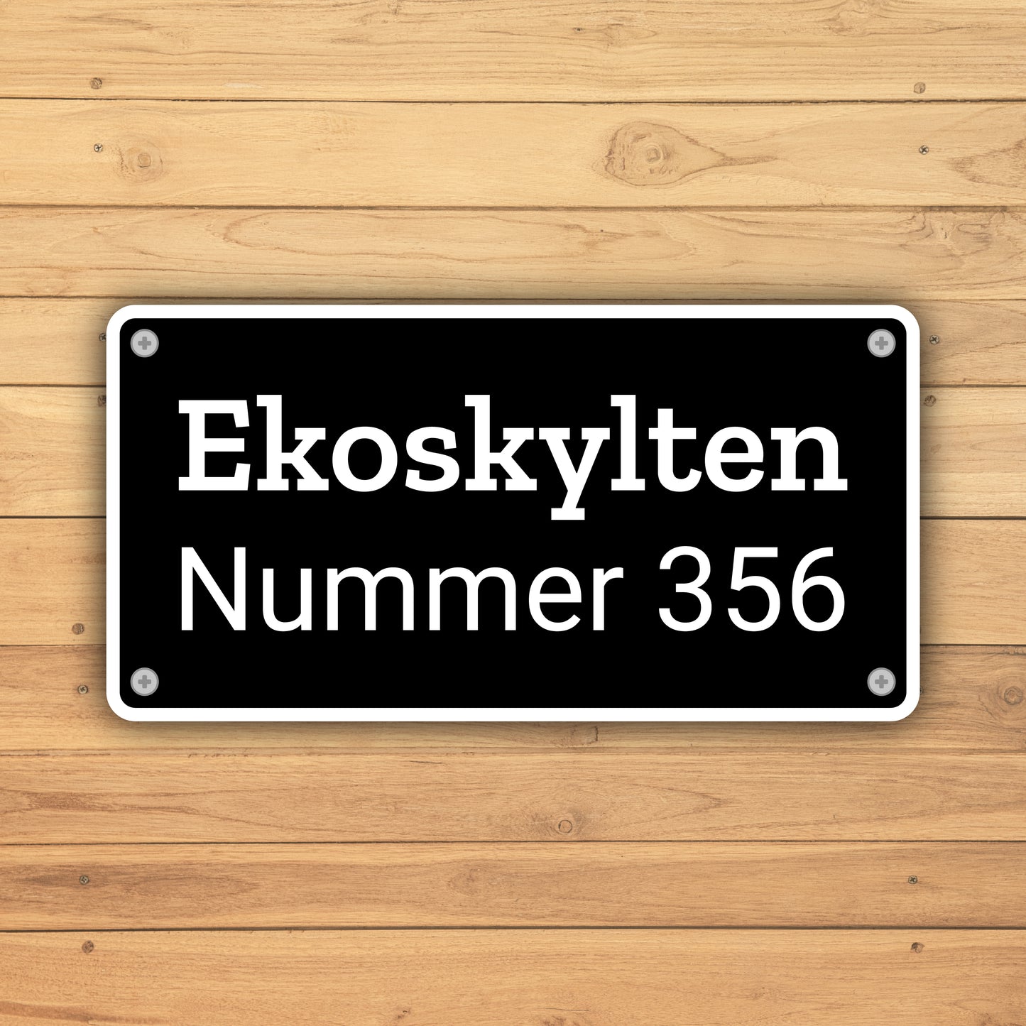 1:2 Rektangulär skylt | Tejp & skruv | Designa egen | Återvunnen plast | 60x30 mm - 220x110 mm